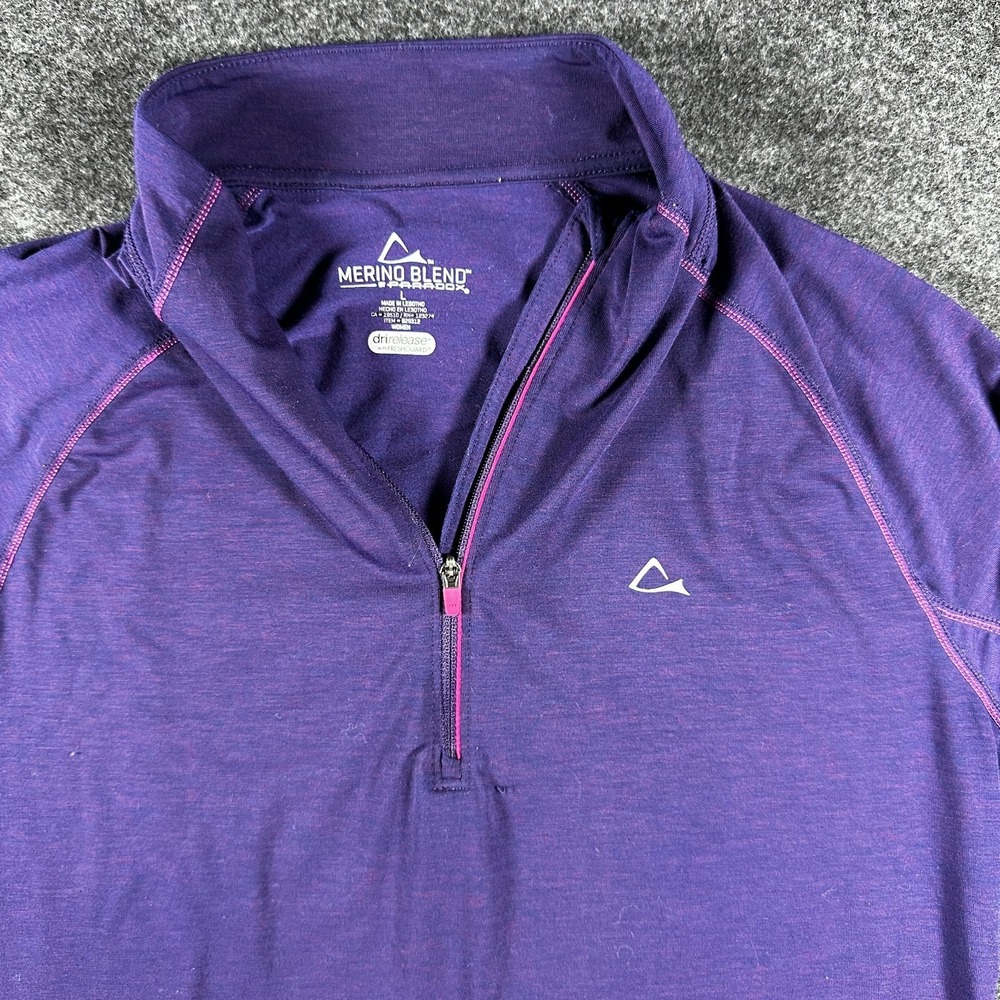 Paradox Womens Top LG Merino Blend 1/4 Zip Base Layer Activewear Pullover Purple